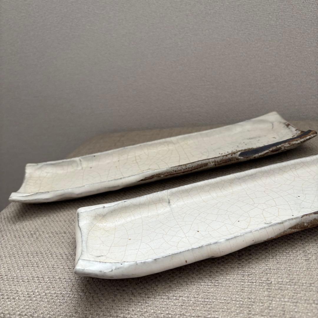 萩焼　長皿　永地博正作　2枚セット