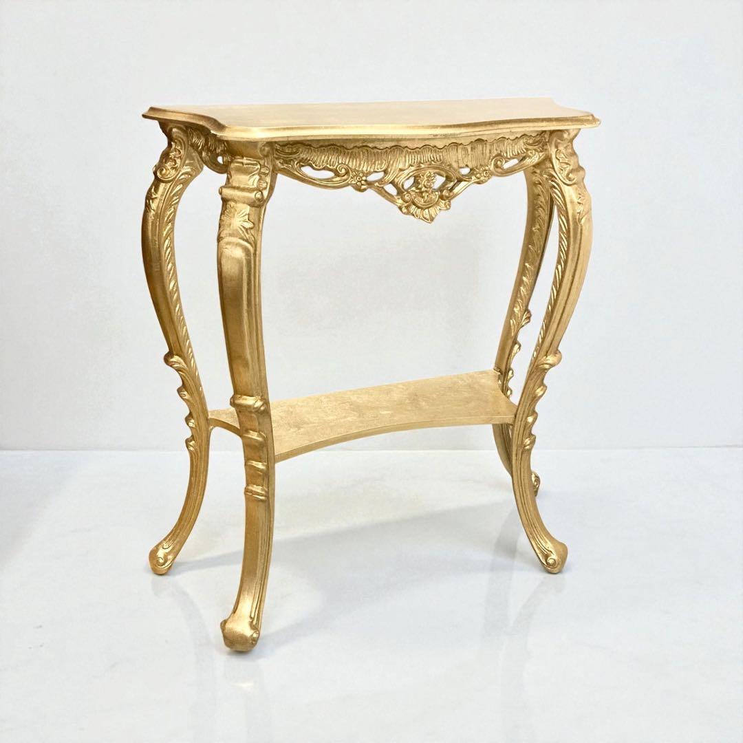高級 コンソール 金 ゴールド 花台 ロココ 猫脚 イタリア家具