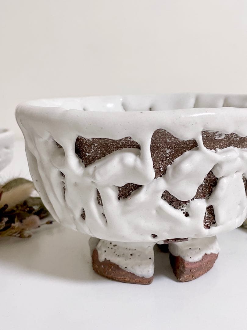 萩焼　山根清玩　鬼萩　割高台　新品　光彩庵　抹茶碗　陶器