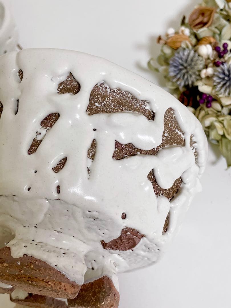 萩焼　山根清玩　鬼萩　割高台　新品　光彩庵　抹茶碗　陶器