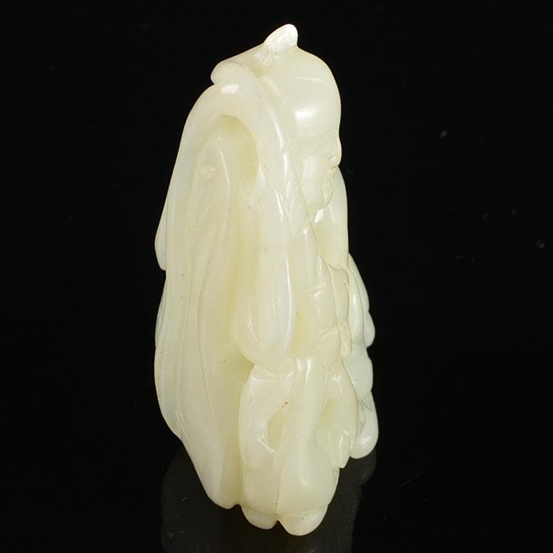 中国　玉石白玉彫刻　人物刻　根付　紙鎮　置物　C　R7134E
