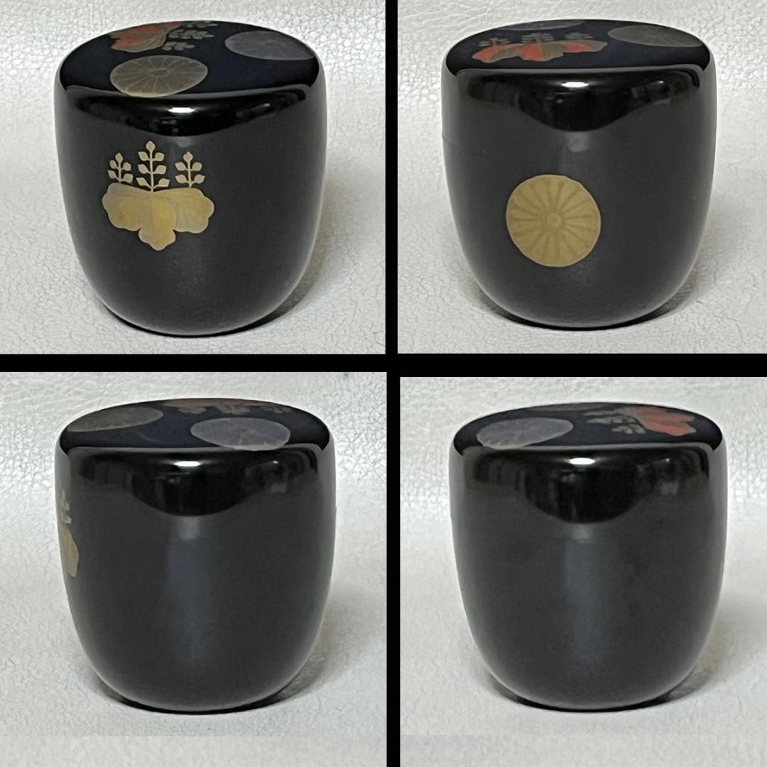 蒔絵 棗 塗師 嘉祥 菊桐 中棗 共箱 木製 漆塗 茶器 茶道具 k2980