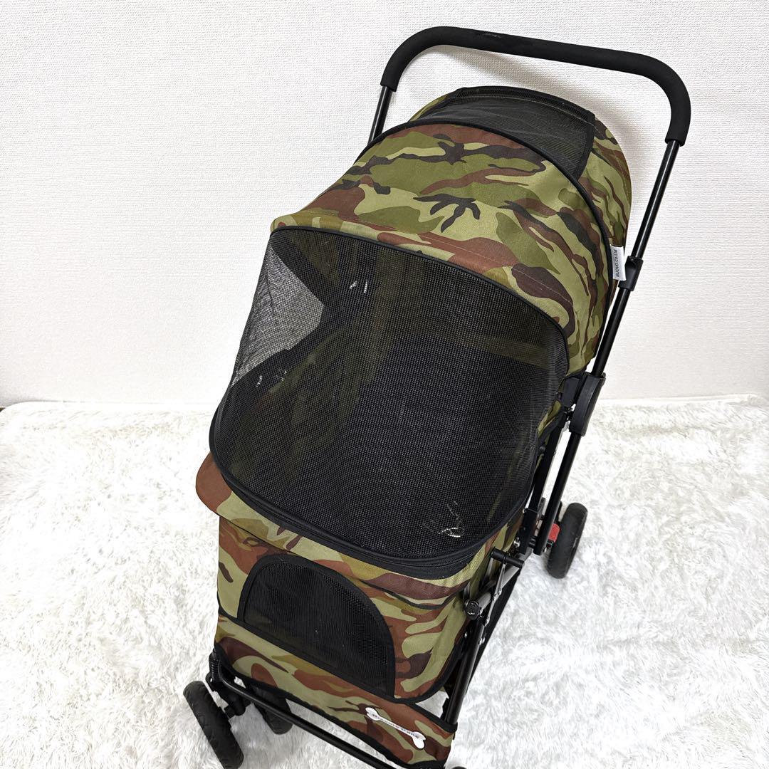 【限定】ピッコロカーネ プリモ 迷彩 ペットカート 中型犬 多頭飼 ロゴ有 人気