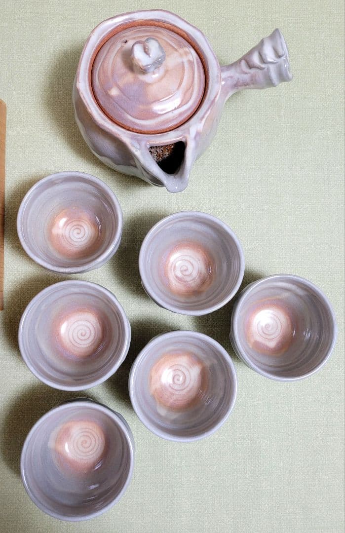 萩焼 陶勝庵 永久勝斎 急須 汲出し６客揃