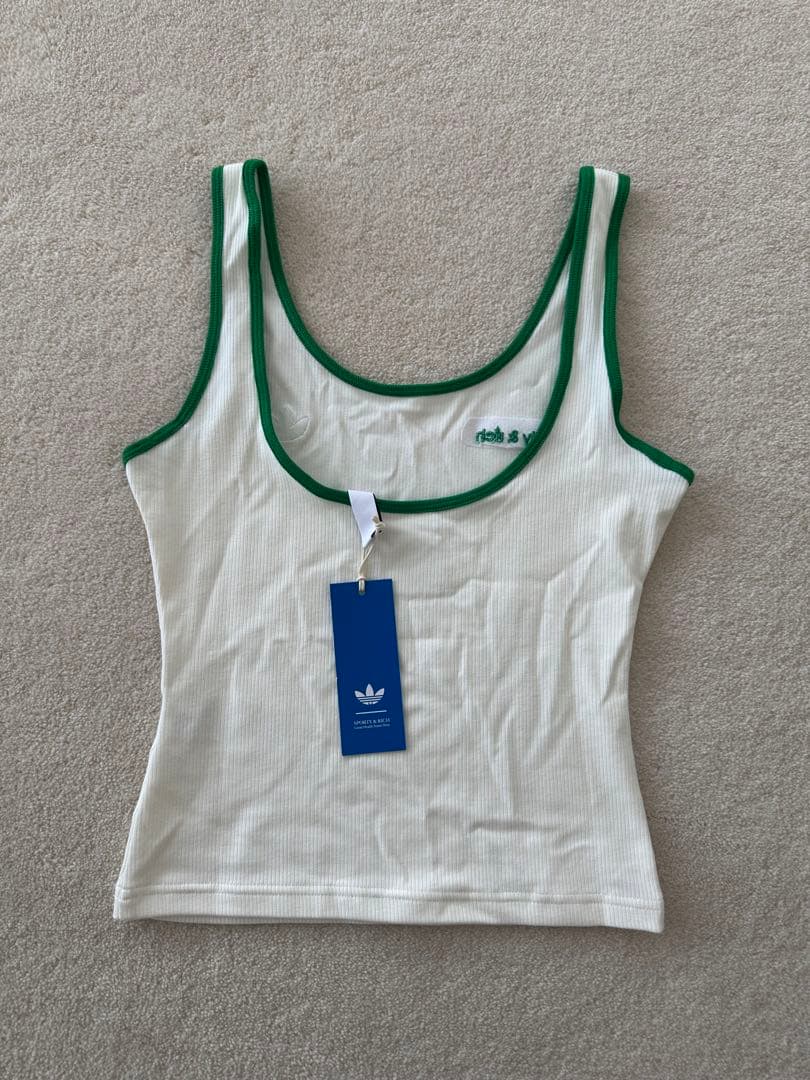 adidas sporty & rich タンクトップ ホワイト/グリーン