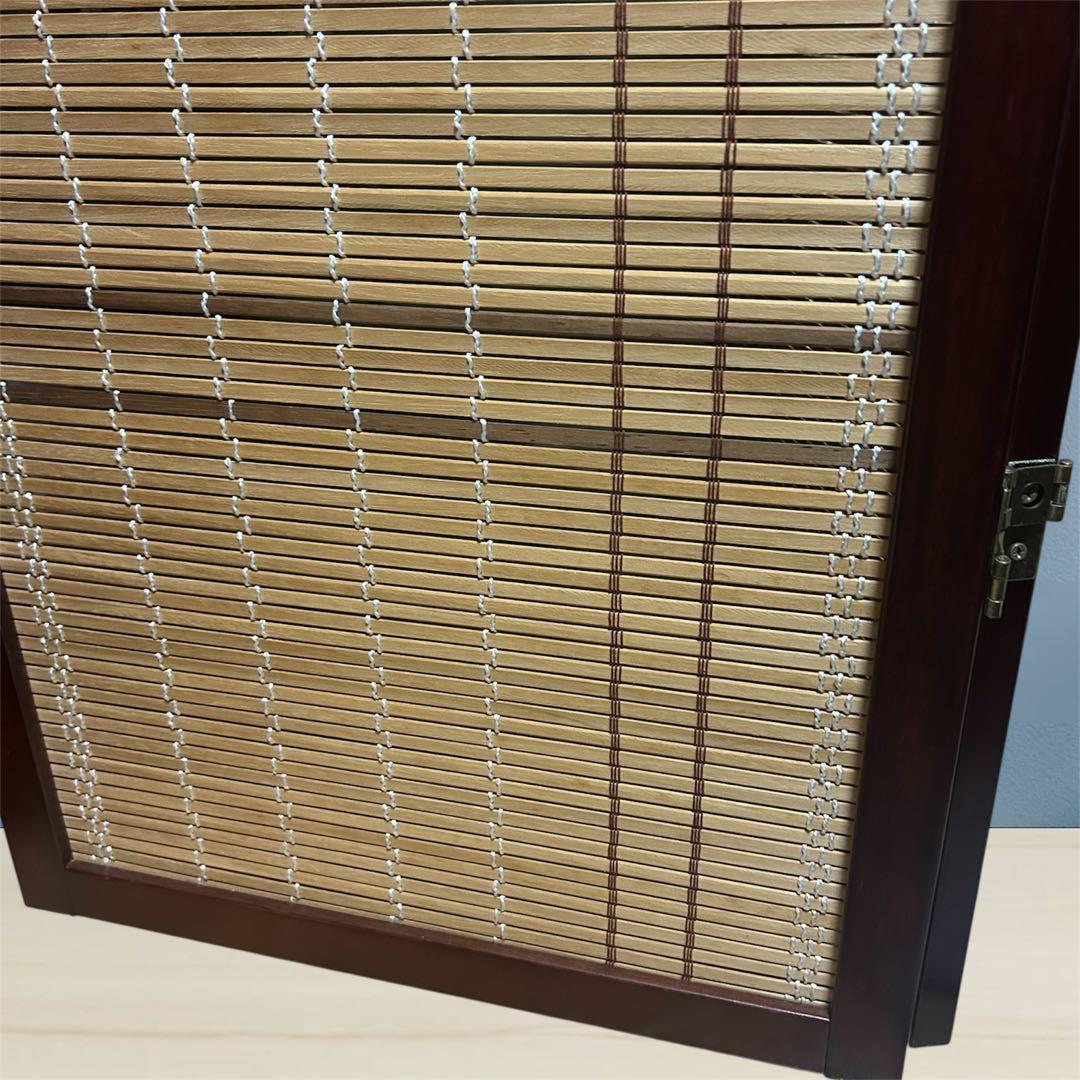 和風 4連竹すだれ衝立 150cmヴィンテージ パーテーション 和モダン レトロ