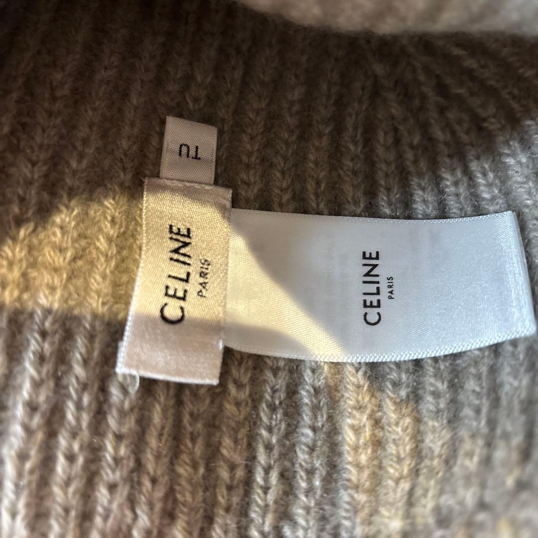 CELINE ベージュニット帽 Cロゴ刺繍 未使用品