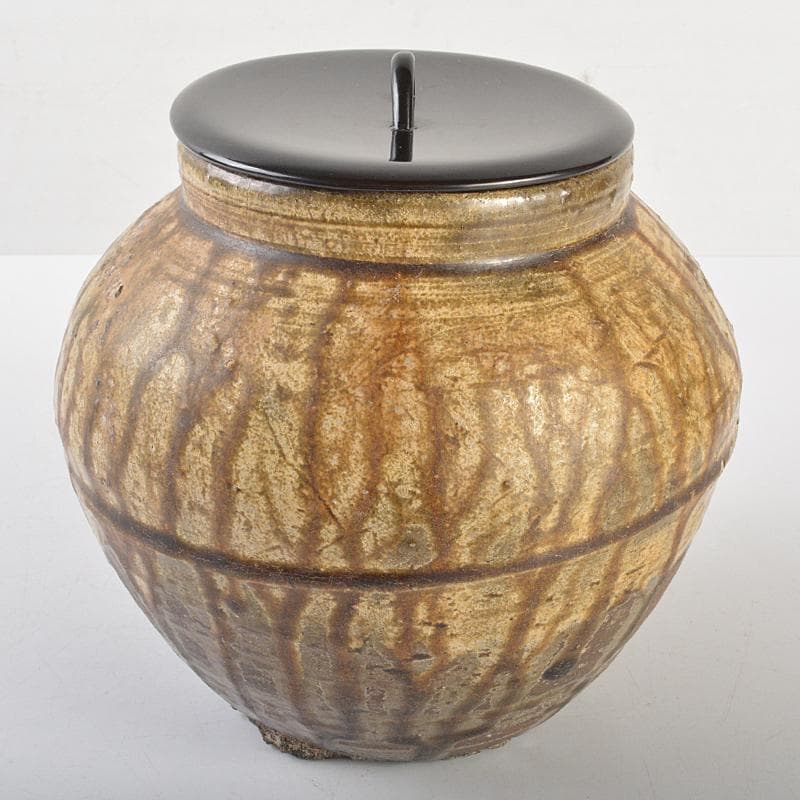 茶道具　韓国陶芸選　伊羅保　水指　箱付　V　R7210B