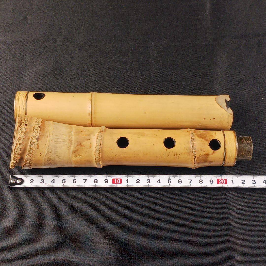 Y3110-8 琴古流 尺八 月童 銀三線 全長42.3㎝ 竹製