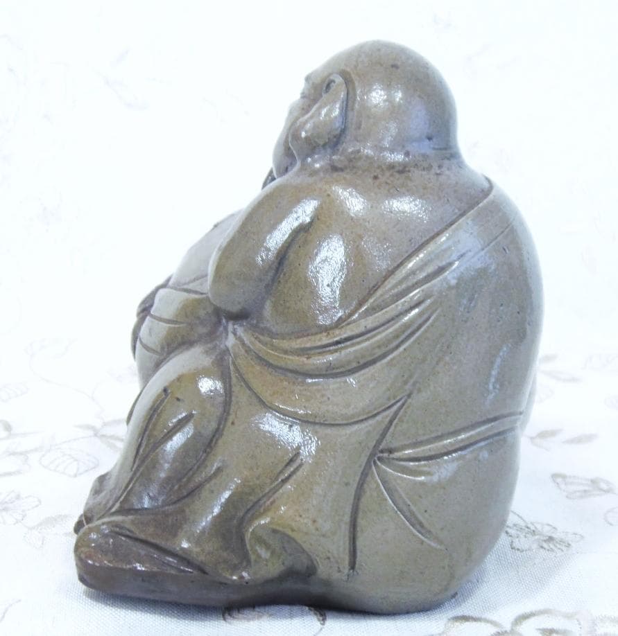 訳アリ特価！白備前 青備前 香炉 布袋 備前焼 置物 レア古備前・レア備前焼