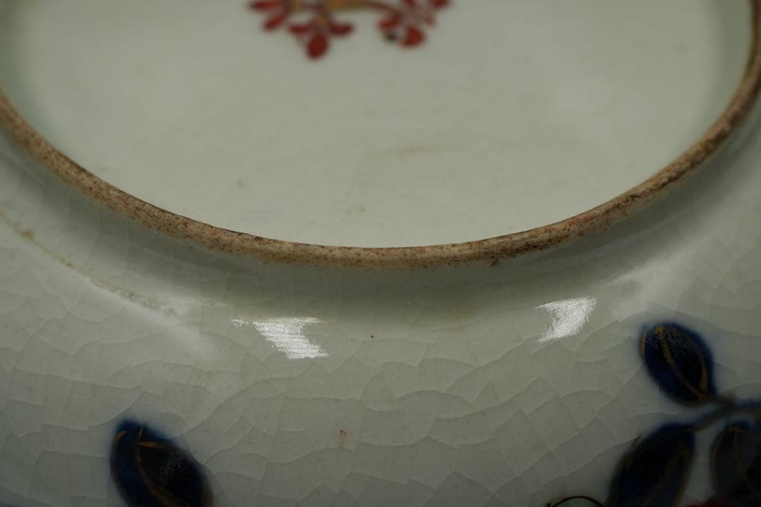 古伊万里　里帰り　元禄享保染錦皿　五客　磁貫アリ