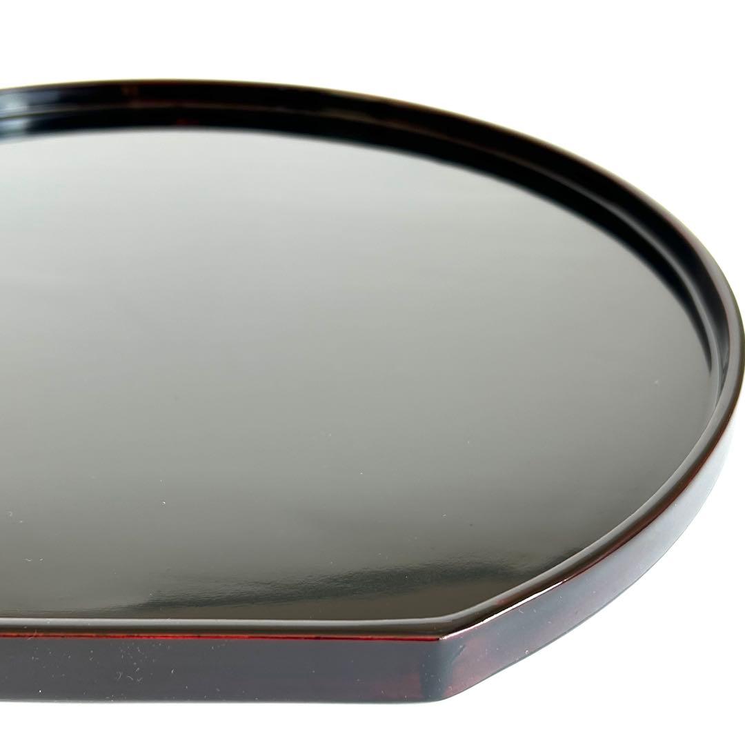 【未使用】天然木 木製 漆塗り 溜め ランチョンマット お膳 膳 お盆 半月盆①