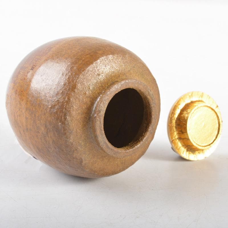 茶道具　琉球壺屋焼　琉馬作　茶入　仕覆付　共箱　V　R6102