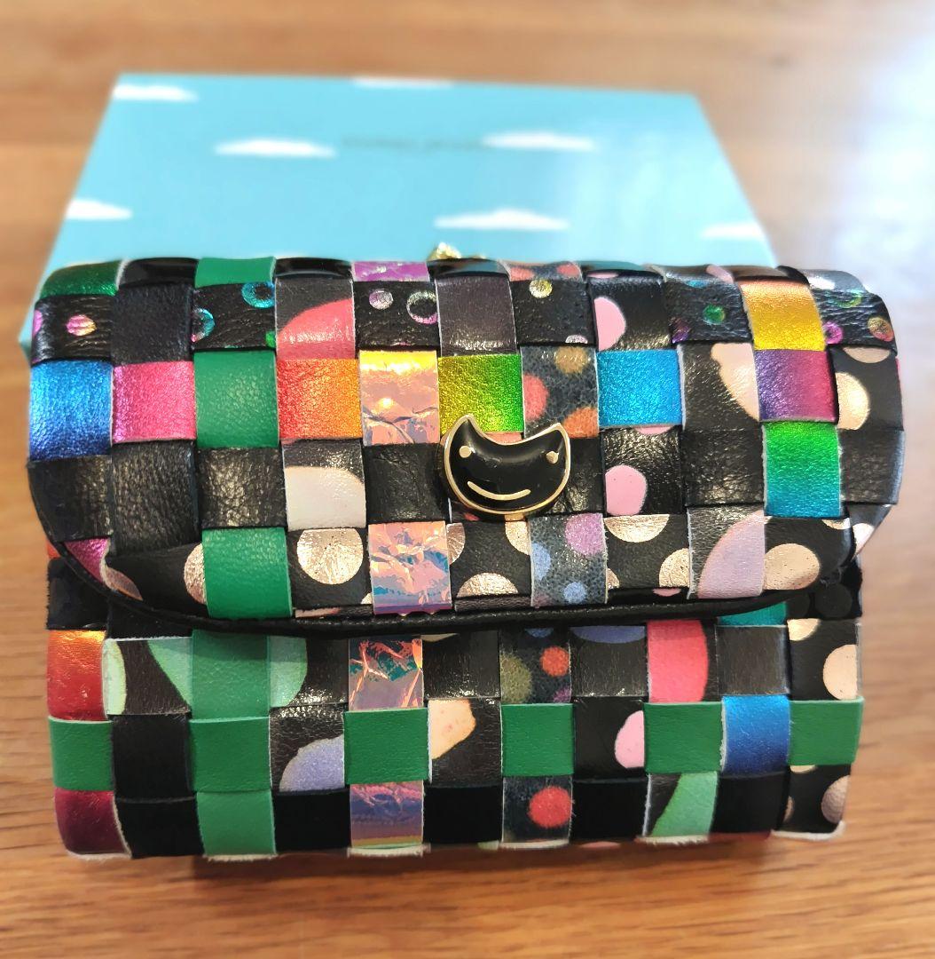 ツモリチサト　二つ折りがま口財布　エポネコメッシュ　黒