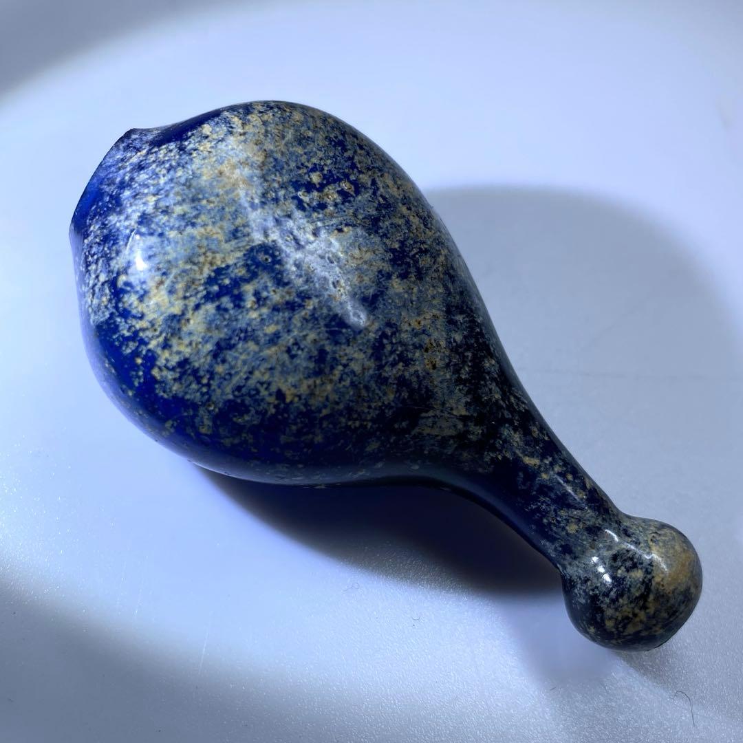 古代ローマングラス　銀化涙壺　縦約5.8㎝　東Y7-0402☆2F