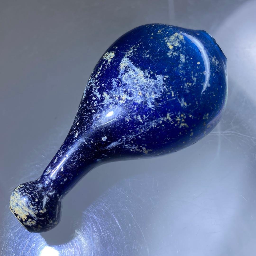 古代ローマングラス　銀化涙壺　縦約5.8㎝　東Y7-0402☆2F