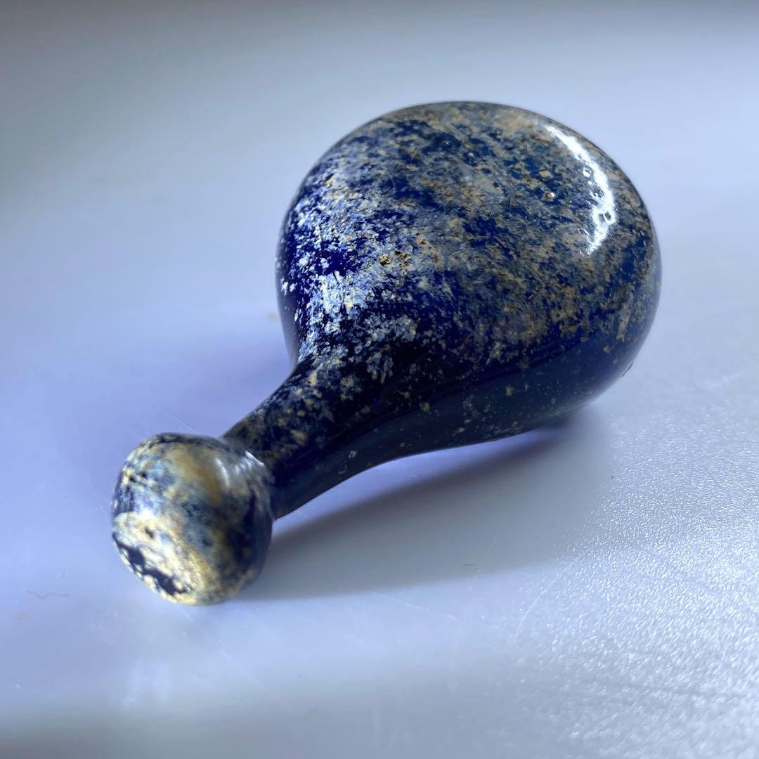 古代ローマングラス　銀化涙壺　縦約5.8㎝　東Y7-0402☆2F