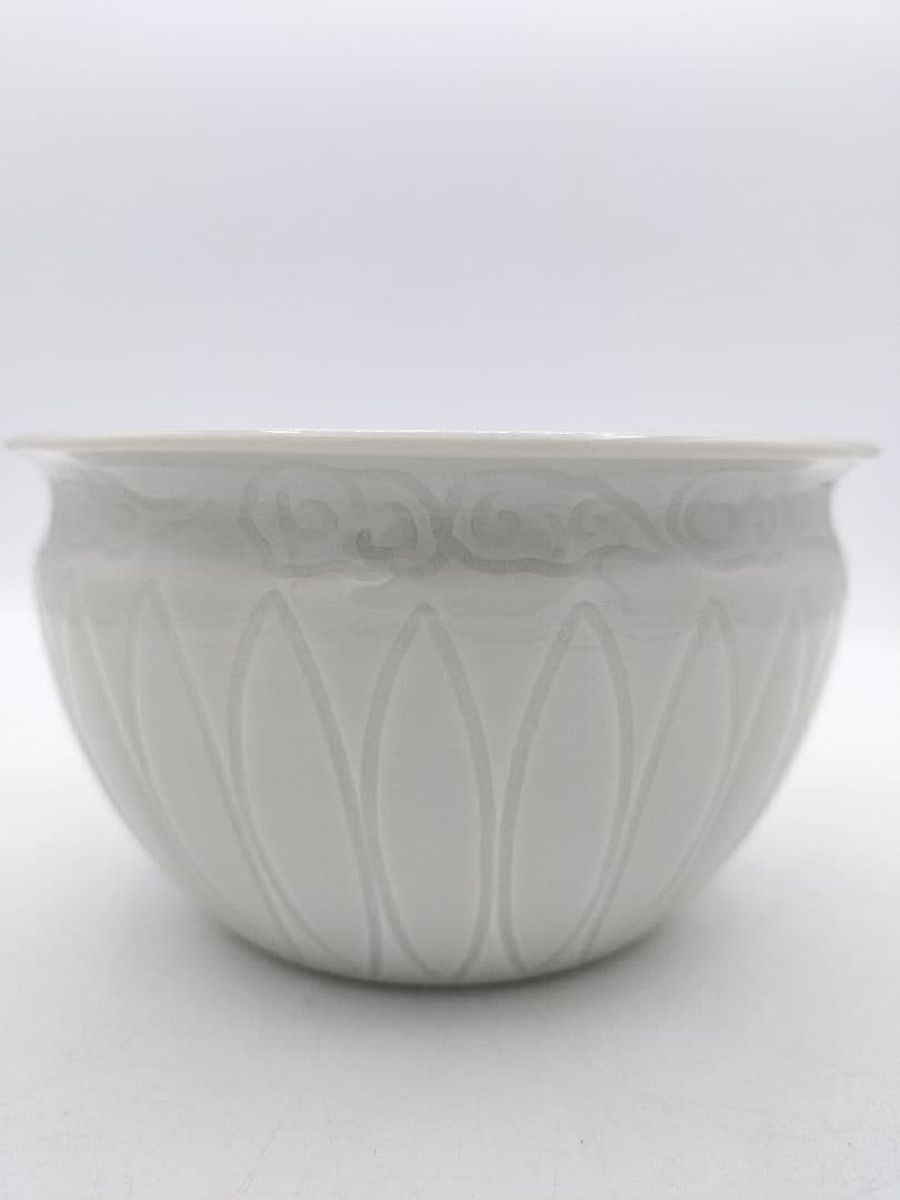 c582 建水 白磁菊割 加藤藤山 木箱 茶道具 古物