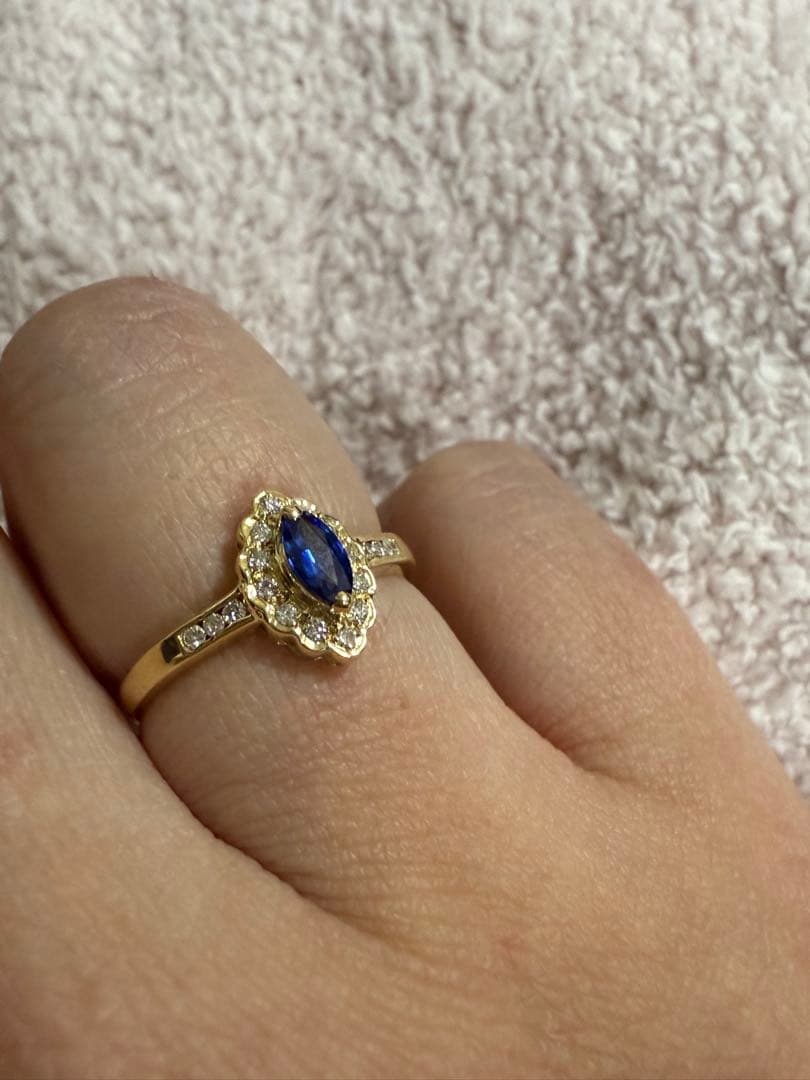 k18 天然サファイア リング