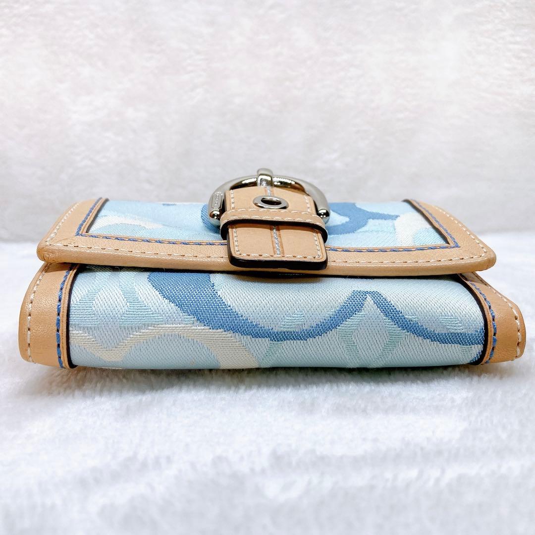 小物 Coach Soho Signature Flap Wallet Blue