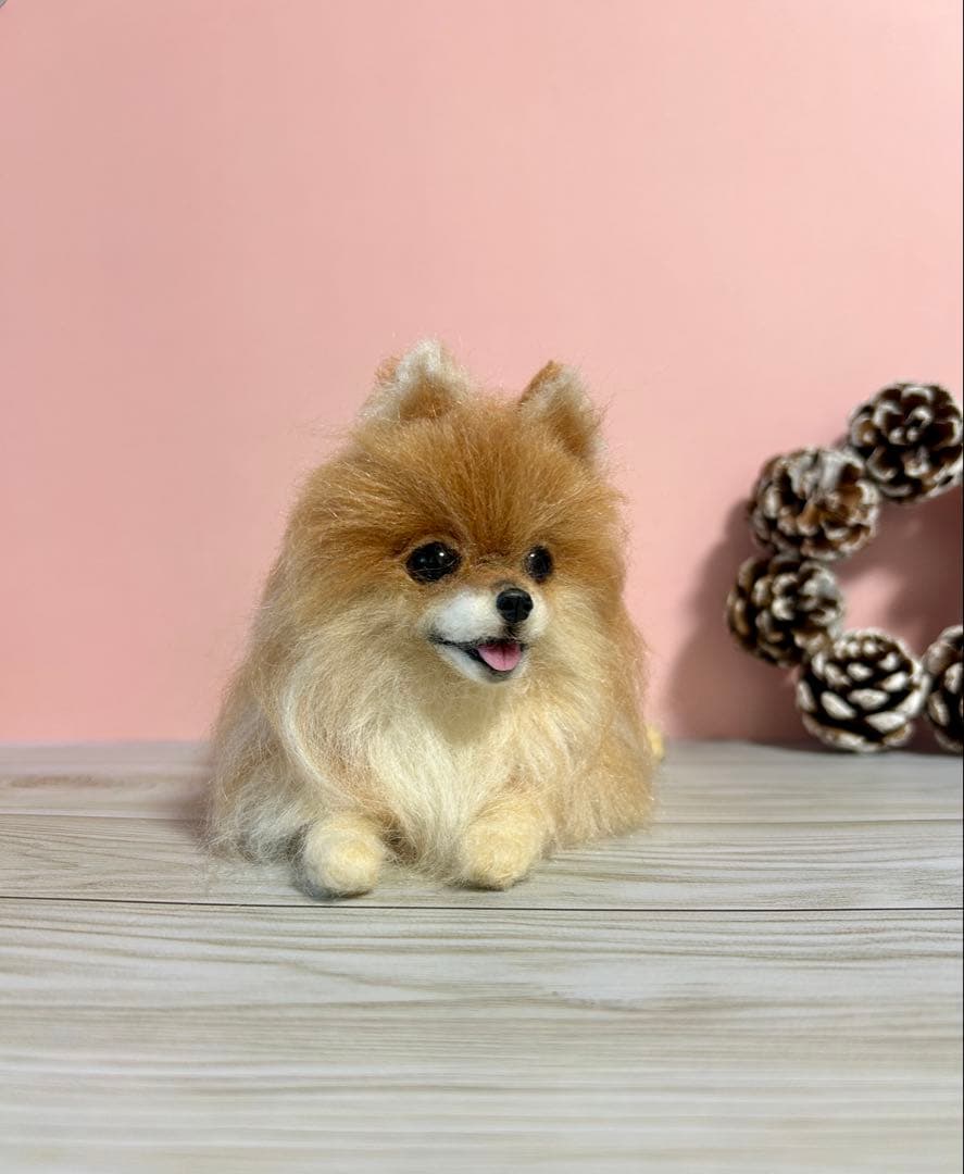 羊毛フェルト　にこにこポメラニアン　オレンジ　11