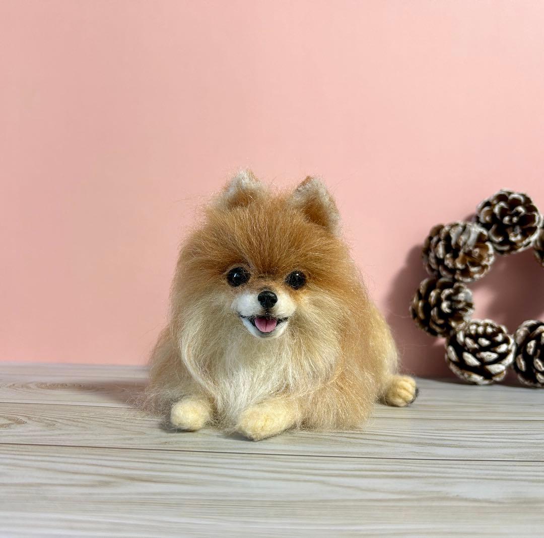 羊毛フェルト　にこにこポメラニアン　オレンジ　11