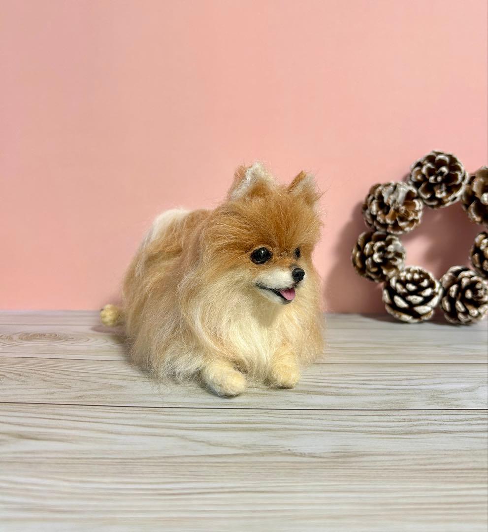 羊毛フェルト　にこにこポメラニアン　オレンジ　11