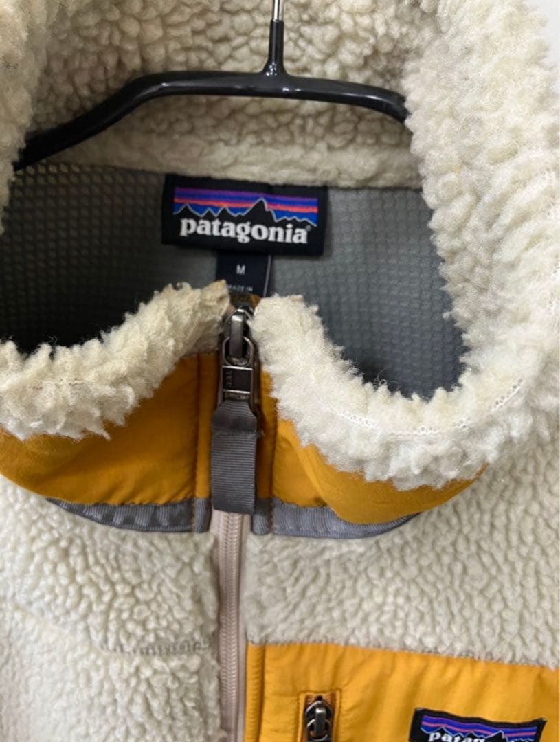 パタゴニア クラシックレトロX フリースベスト Mサイズ　クリーム/イエロー