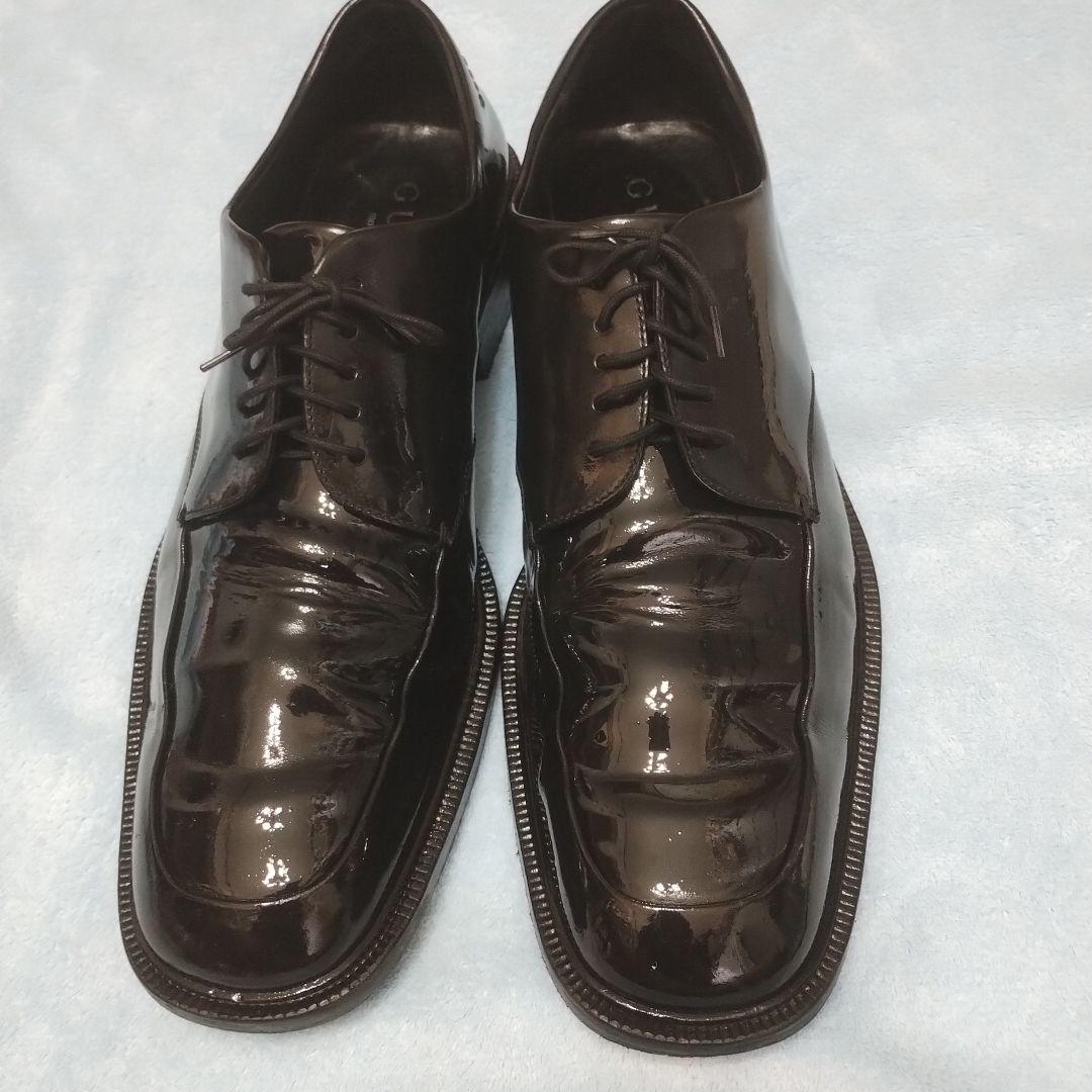 30cm！11D希少グッチGUCCIスクエアトゥドレスシューズ美品！