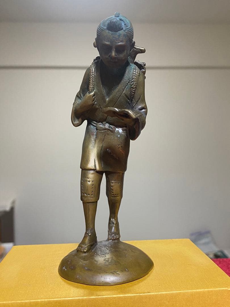 ⭐️二宮金次郎（尊徳）像 銅器 高岡銅器 置物 飾り大正時代 レア物 骨董品