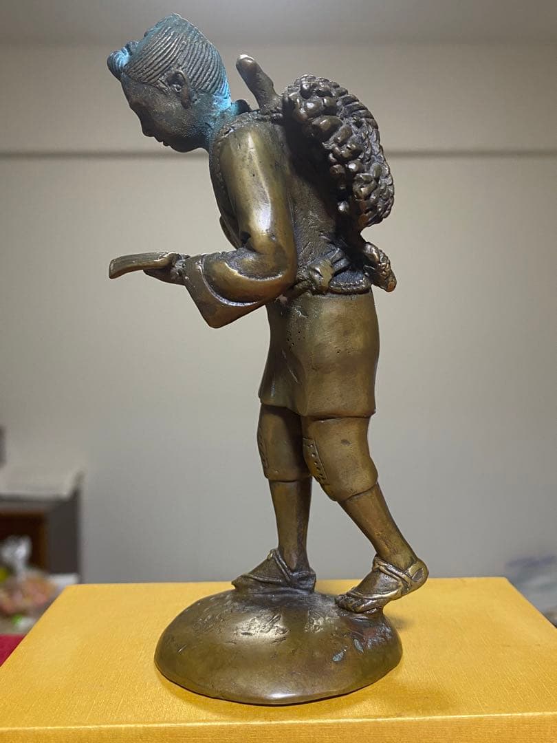 ⭐️二宮金次郎（尊徳）像 銅器 高岡銅器 置物 飾り大正時代 レア物 骨董品