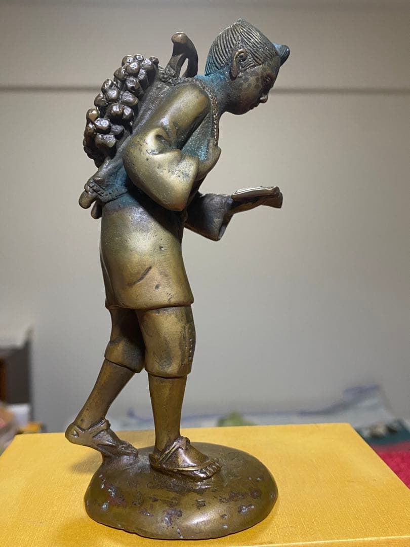 ⭐️二宮金次郎（尊徳）像 銅器 高岡銅器 置物 飾り大正時代 レア物 骨董品