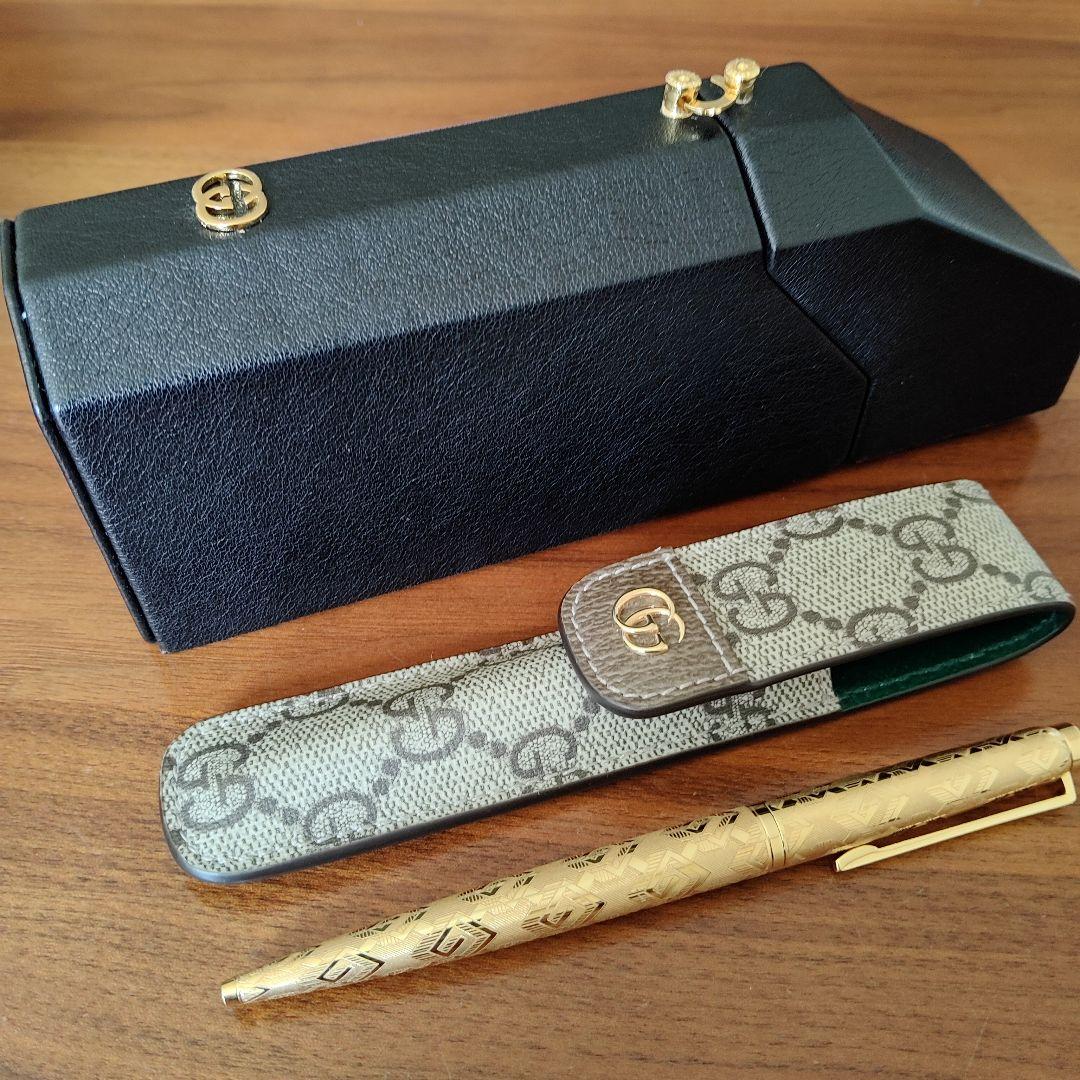 GUCCI ゴールドボールペン GGパターン付き