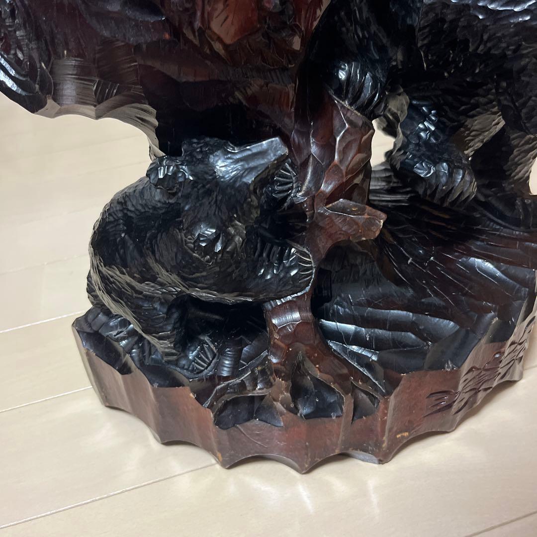 北海道民芸 熊の木彫り 葡萄 一点物 置き物 親子熊 インテリア 贈答品 寄贈品