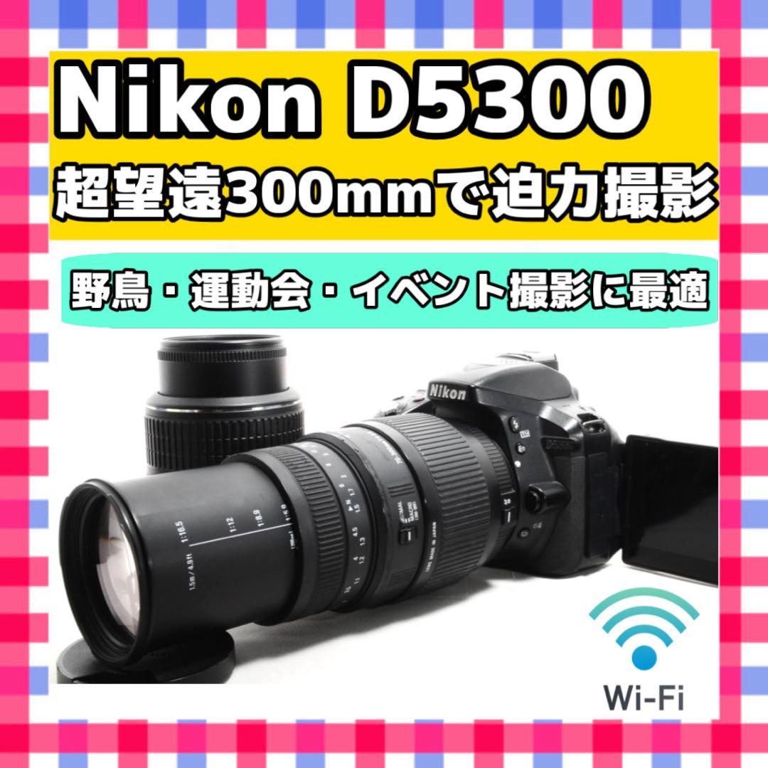 300mmレンズ付❤️Nikon D5300❤️Wi-Fi搭載❤️一眼レフカメラ