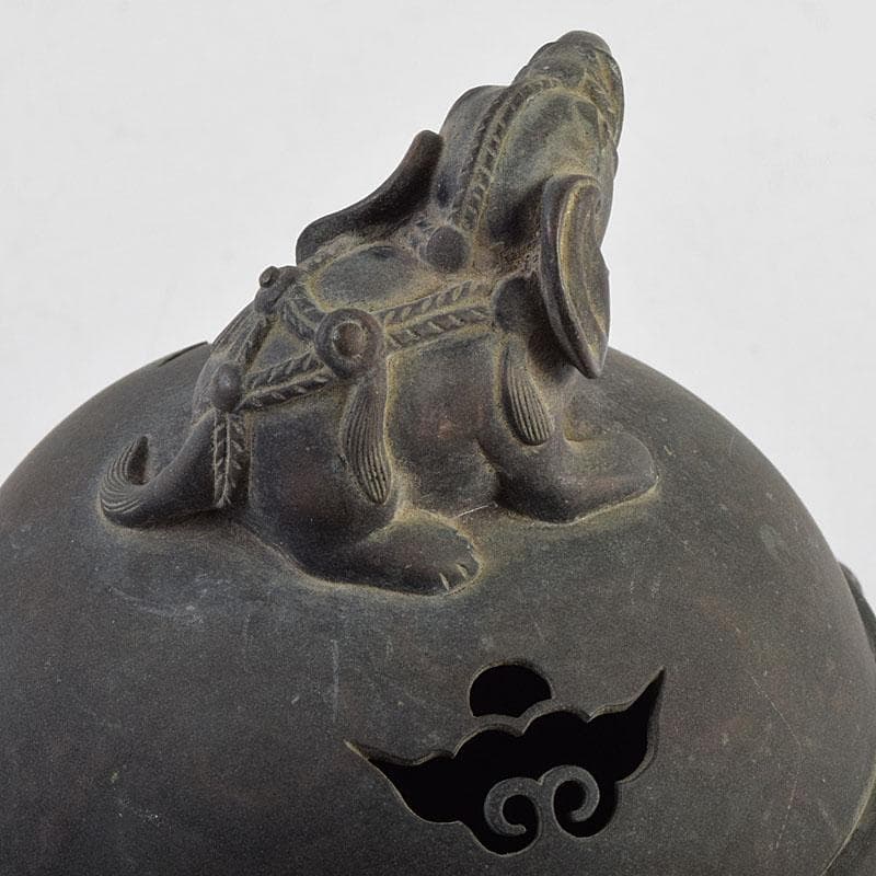 中国　古銅　象摘三つ足香炉　T90刻印　象香炉　二点まとめて　U　R9396