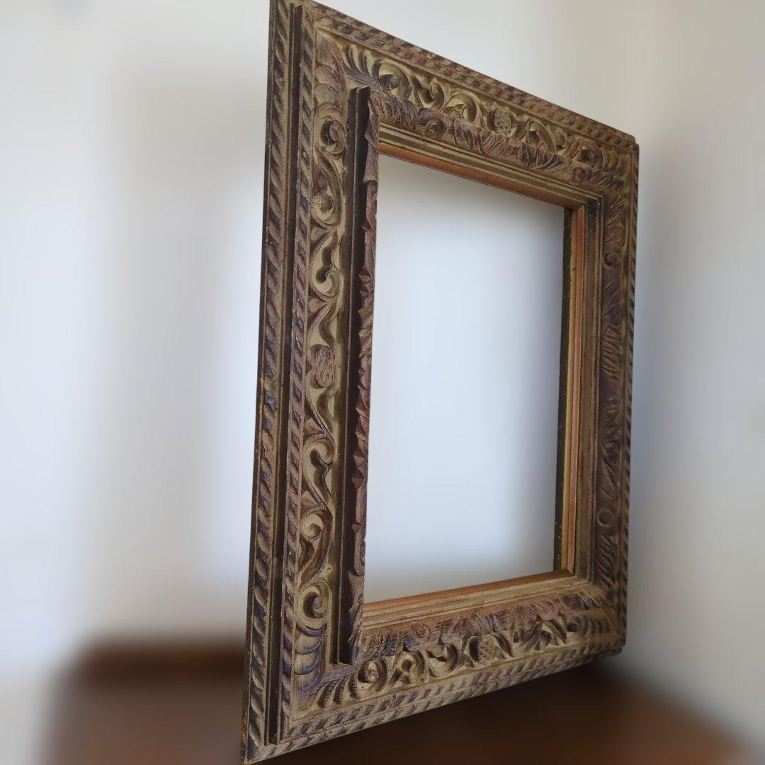 骨董　フレーム　木製　木彫　額縁のみ　ディスプレイ　アート