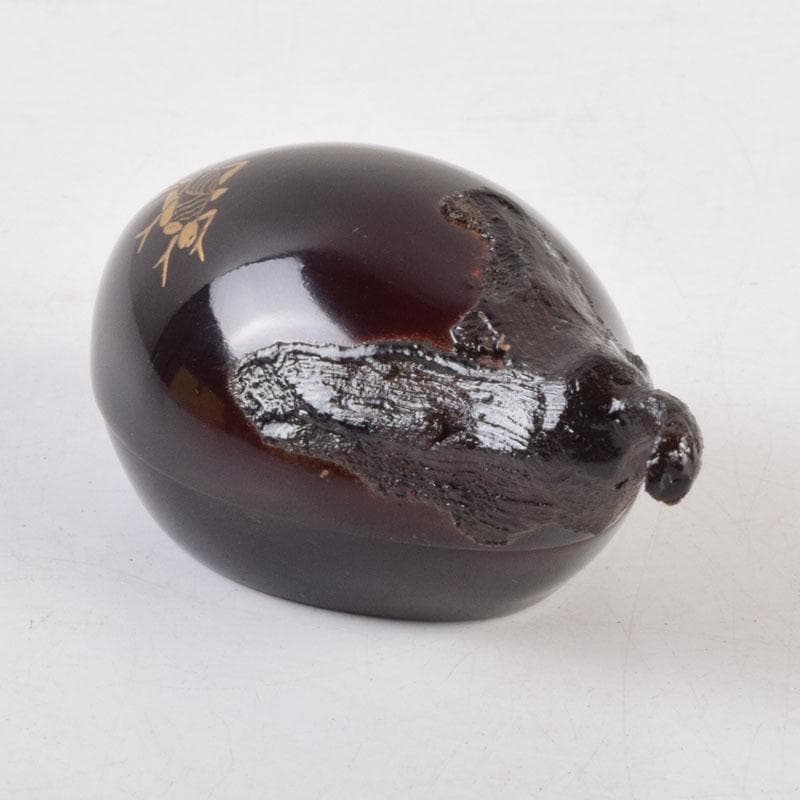 茶道具　輪島塗　川岸充雅作　乾漆造り　昆虫蒔絵　茄子香合　共箱　C　9194