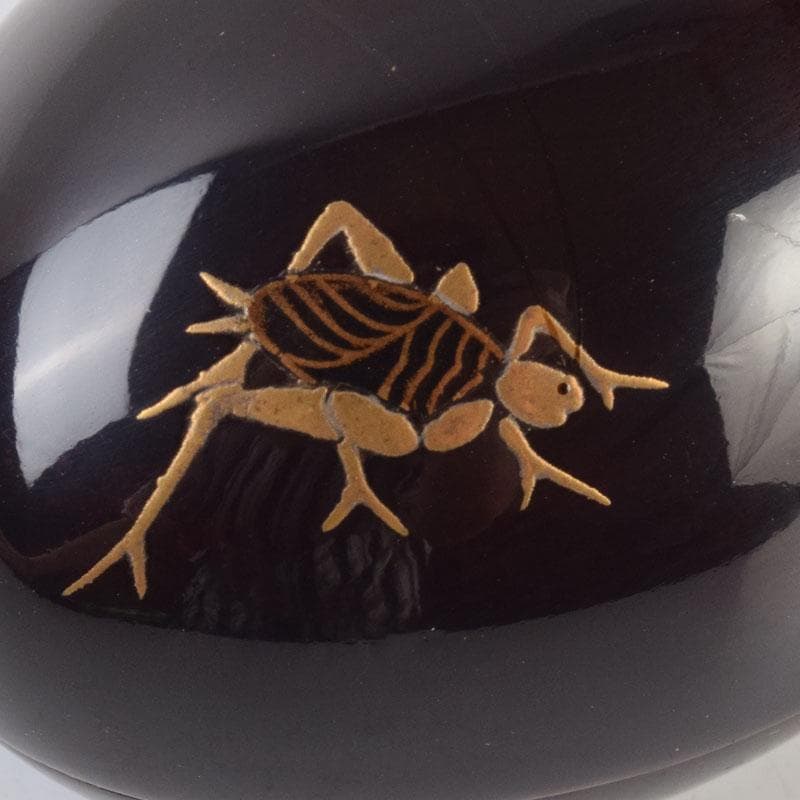 茶道具　輪島塗　川岸充雅作　乾漆造り　昆虫蒔絵　茄子香合　共箱　C　9194