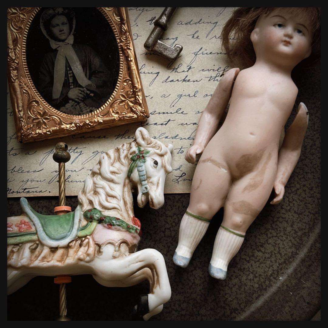 アンティーク　 ジャンクドロワーセット ビスクドールや古い雑貨etc