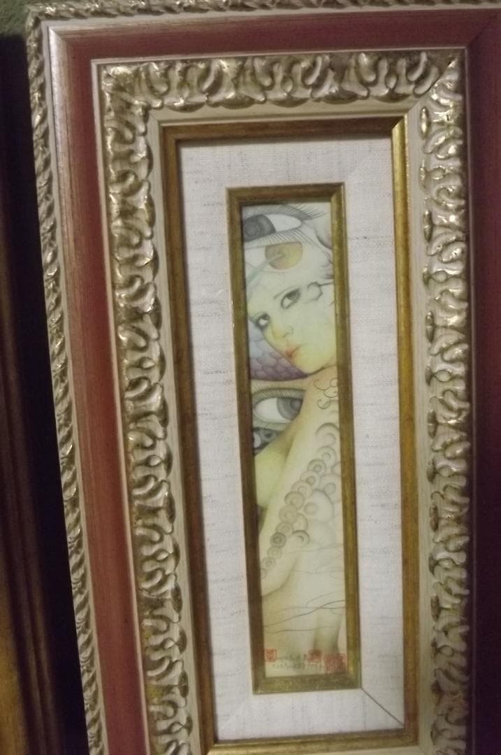 ケイト.J 城 景都　エンピツ水彩画　題名【進青】【進美】２作品　肉筆　真作