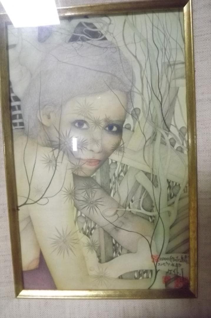 ケイト.J 城 景都　エンピツ水彩画　題名【進青】【進美】２作品　肉筆　真作