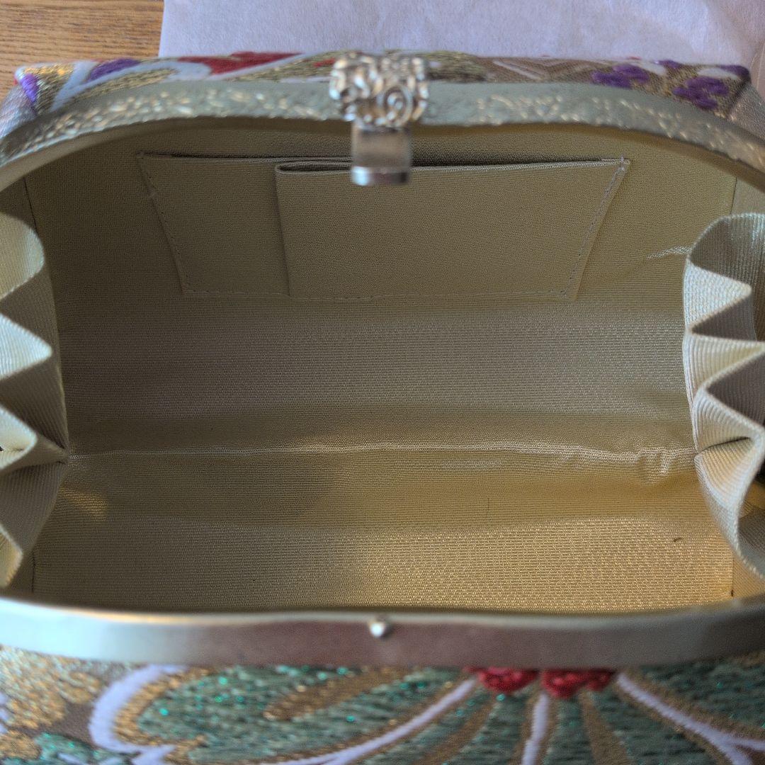 卒業式、成人式　振袖用金色花柄ハンドバッグと草履セット