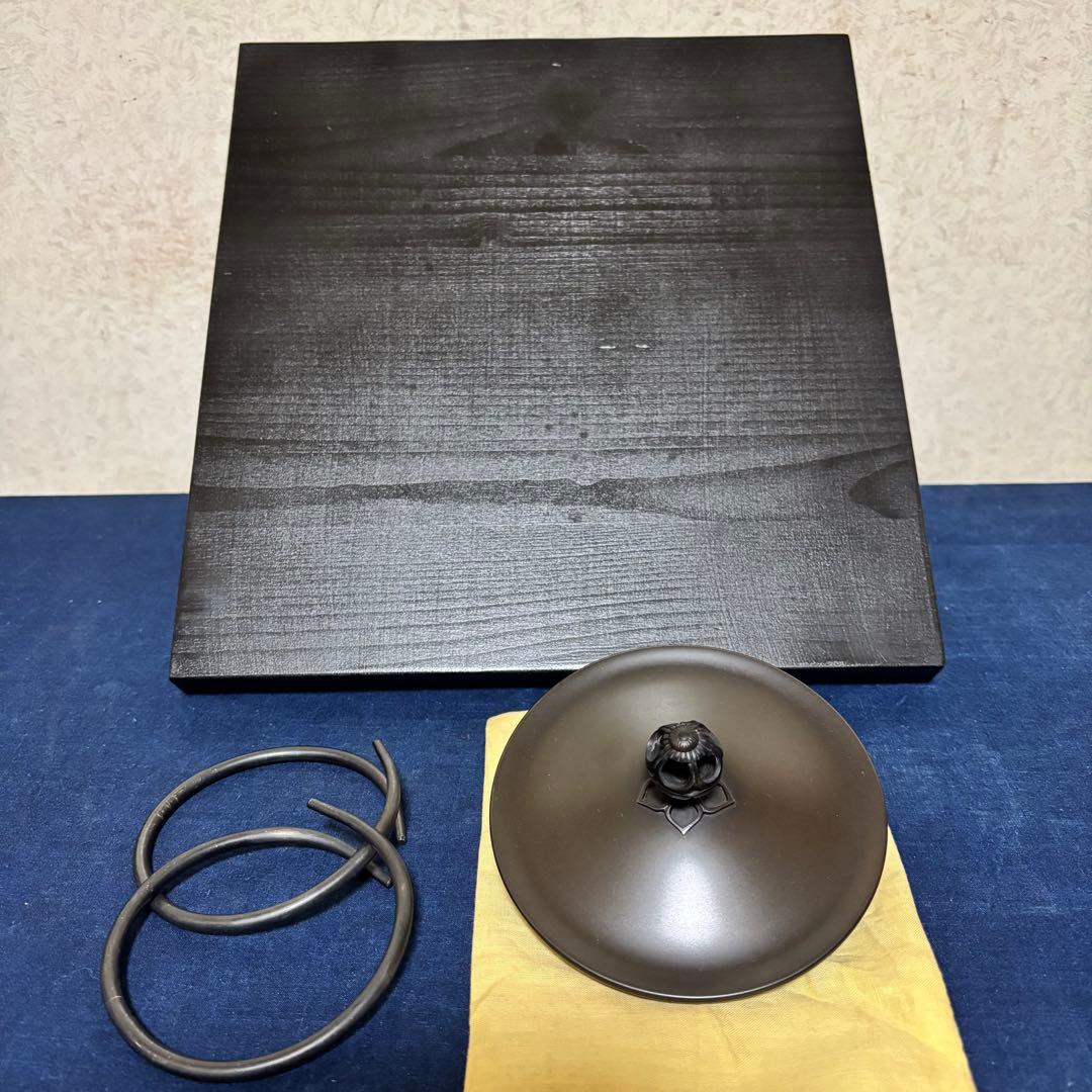 風炉/茶釜/電熱器/唐銅鬼面風炉釜/野々田製電熱器/敷板/茶道具/お点前道具