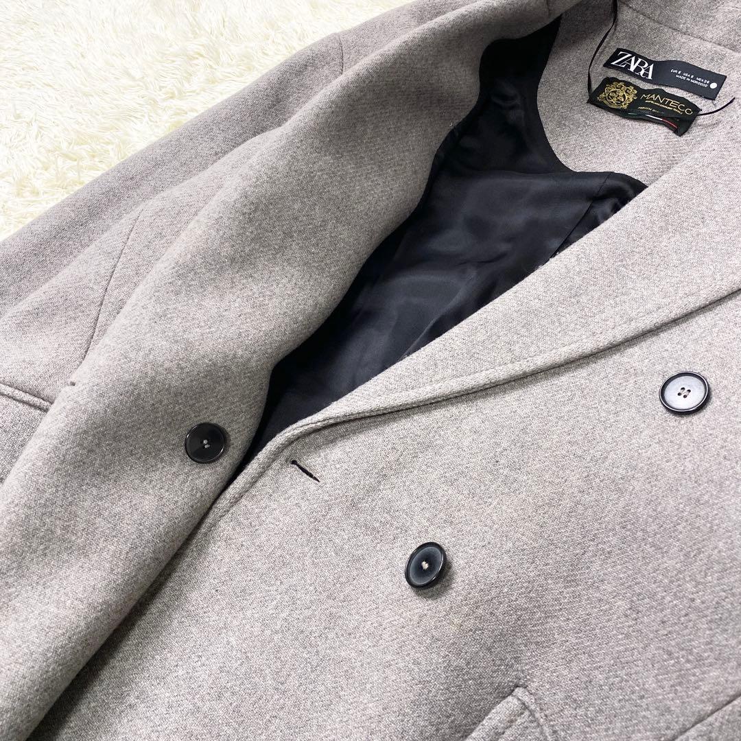 極美品 ザラ MANTECO チェスターコート ダブルブレスト S グレージュ