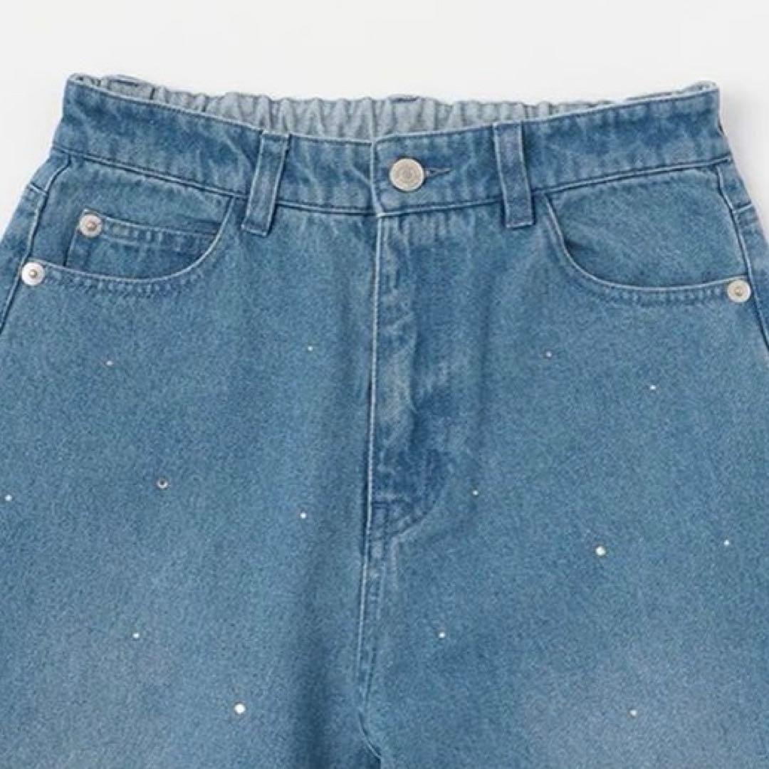 メゾピアノジュニア　美脚ルーズストレートデニムパンツ　150