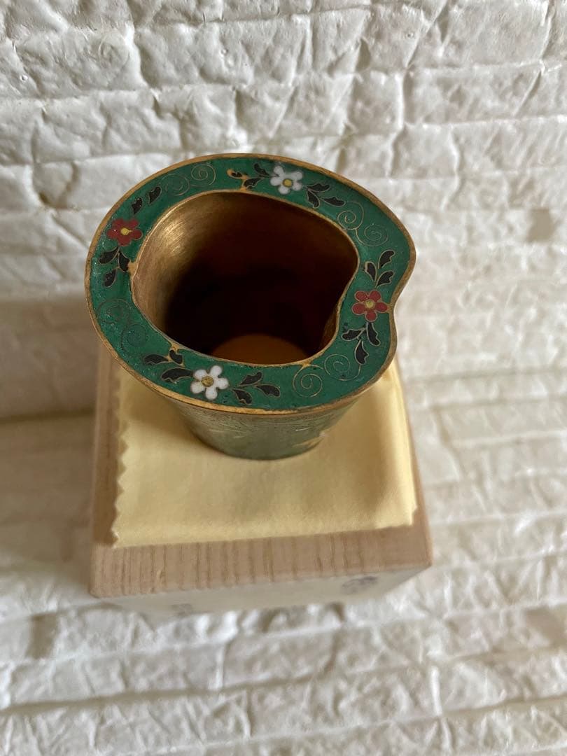 アンティーク品　茶道具　唐物七宝焼　蓋置　黄井仁作