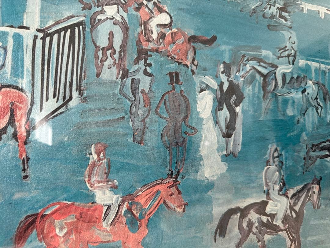 フランス絵画 ラウル•デュフィ「競馬場」複製画 油絵 油彩 額 Dufy