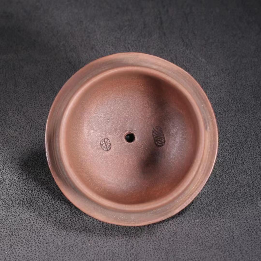 中国古美術・原鉱底槽清泥養神紋・紫砂壺・底款:顧景舟・朱泥・急須・茶壺・茶道具