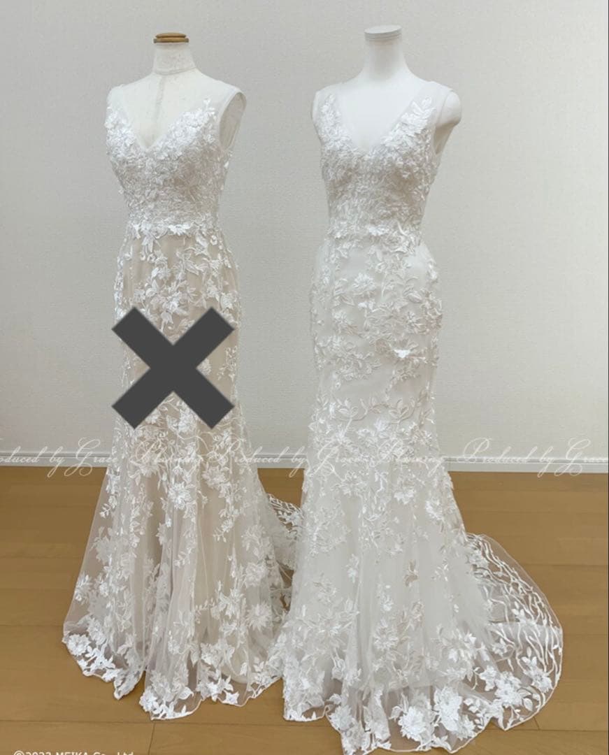 刺繍 ウェディングドレス　前撮り　マーメイドドレス